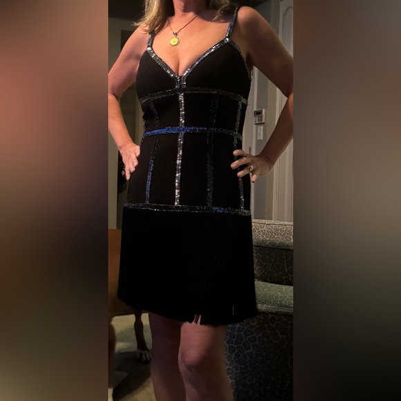 Basix Black Label Fringe and Beaded Mini Dress, size 6 - Picture 11 of 11